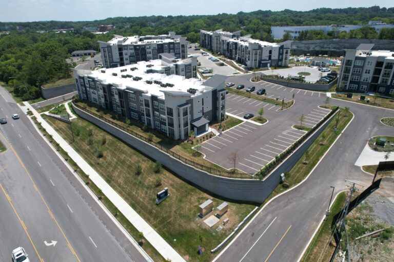 The Percy apartment buildings, aerial perspective